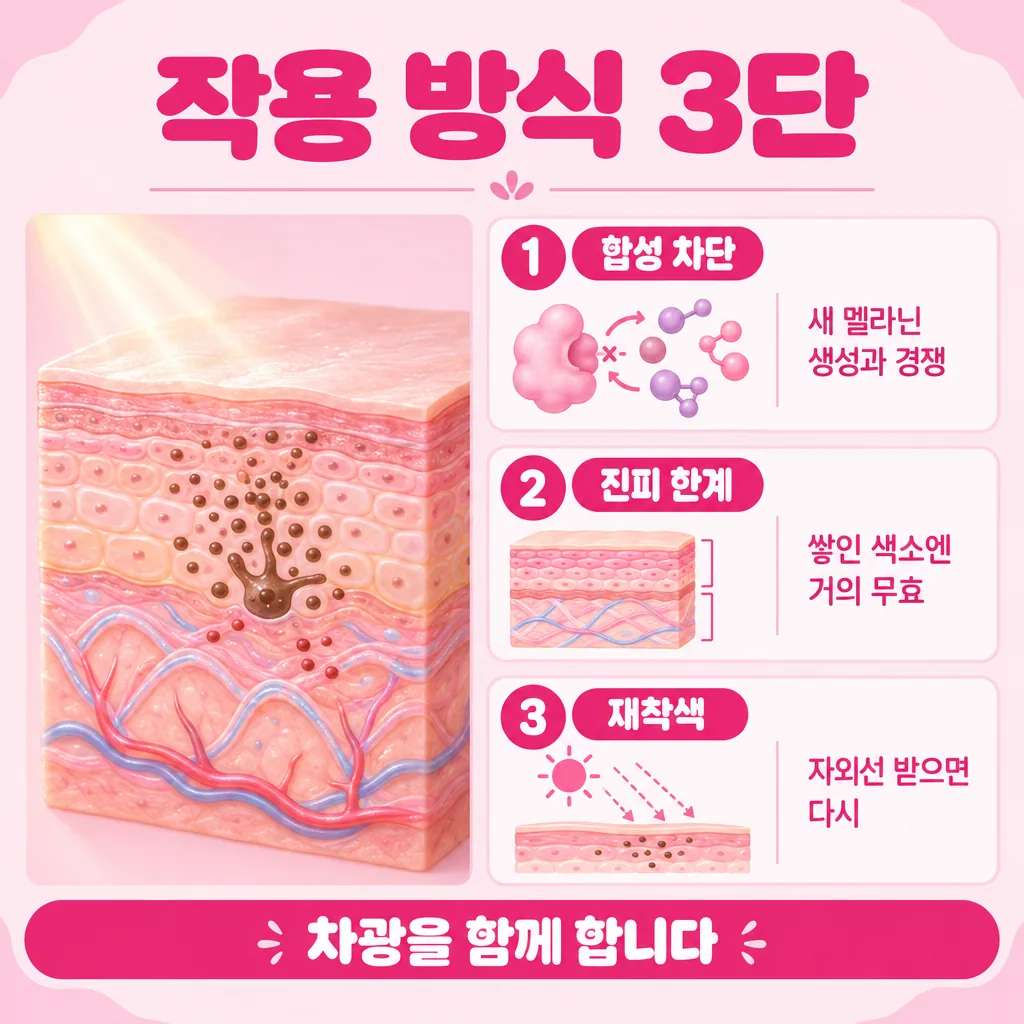 하이드로퀴논 4%가 멜라닌 합성에 작용하는 방식