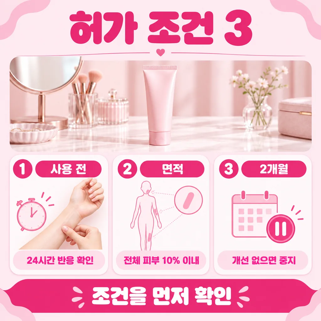 허가사항이 사용과 함께 정해 둔 조건 세 가지