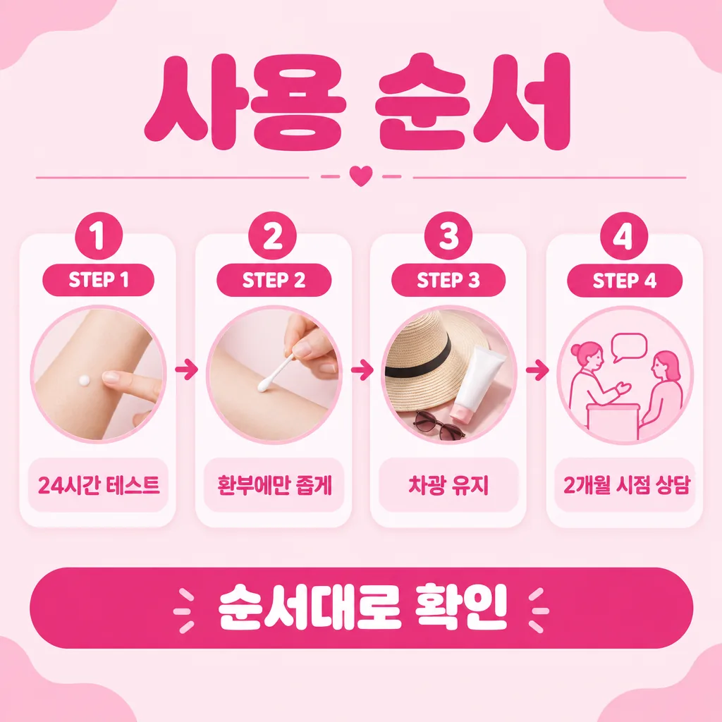 허가 용법을 단계 흐름으로 정리한 순서도