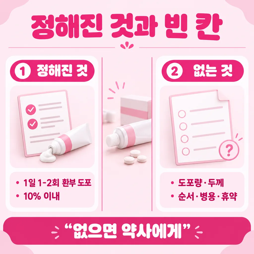 허가사항이 적어 둔 항목과 비워 둔 항목 비교