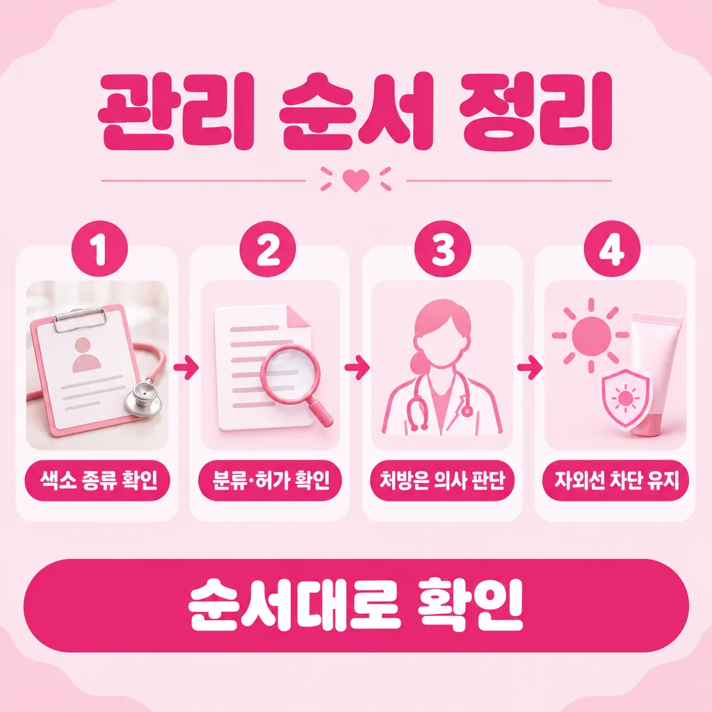 색소 관리에서 밟아야 할 순서 요약