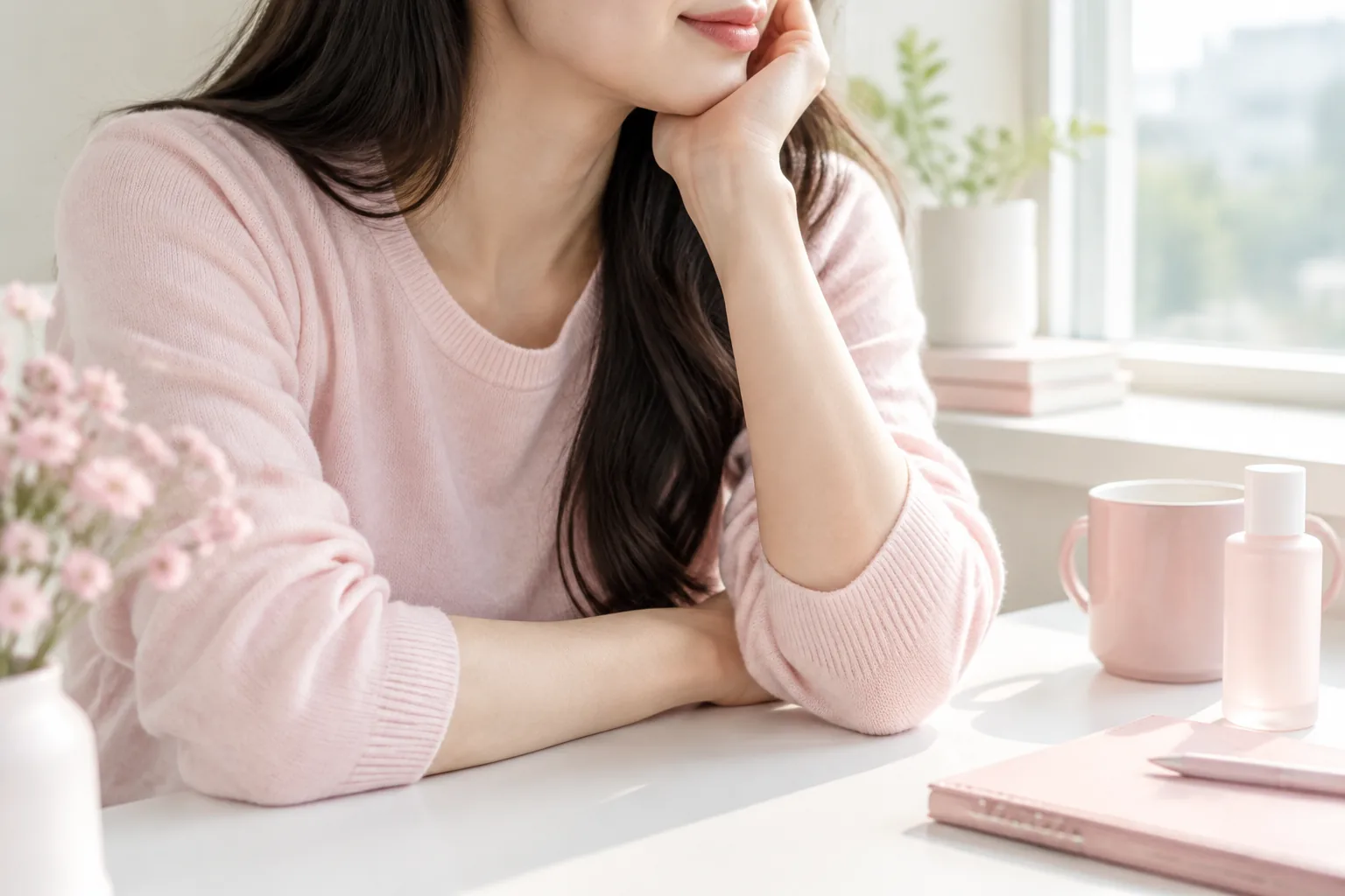 책상에 기대는 자세가 길어지면 팔꿈치에 압력이 반복됩니다