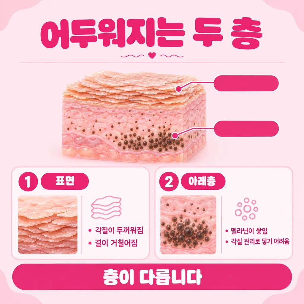 거뭇함이 생기는 자리를 층으로 나눠 본 개념도