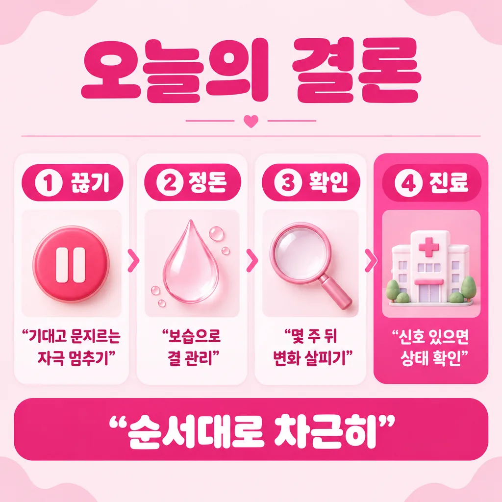 거뭇한 팔꿈치 관리를 네 단계로 압축한 마무리 정리