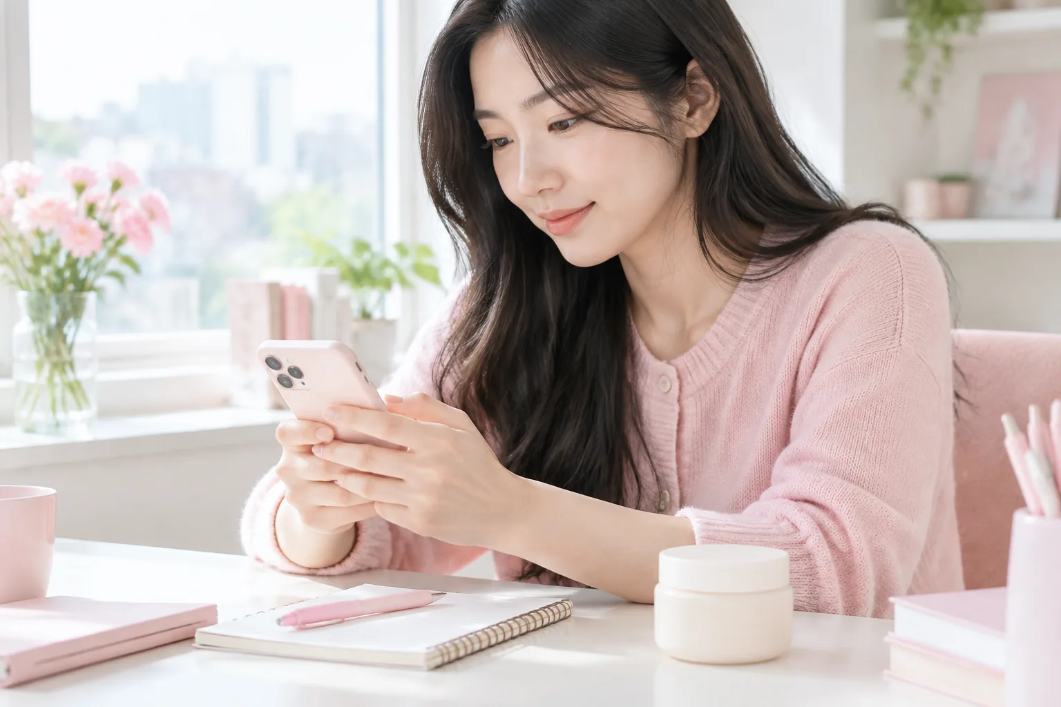 검색으로 얻은 제품 정보를 차분히 확인하는 장면