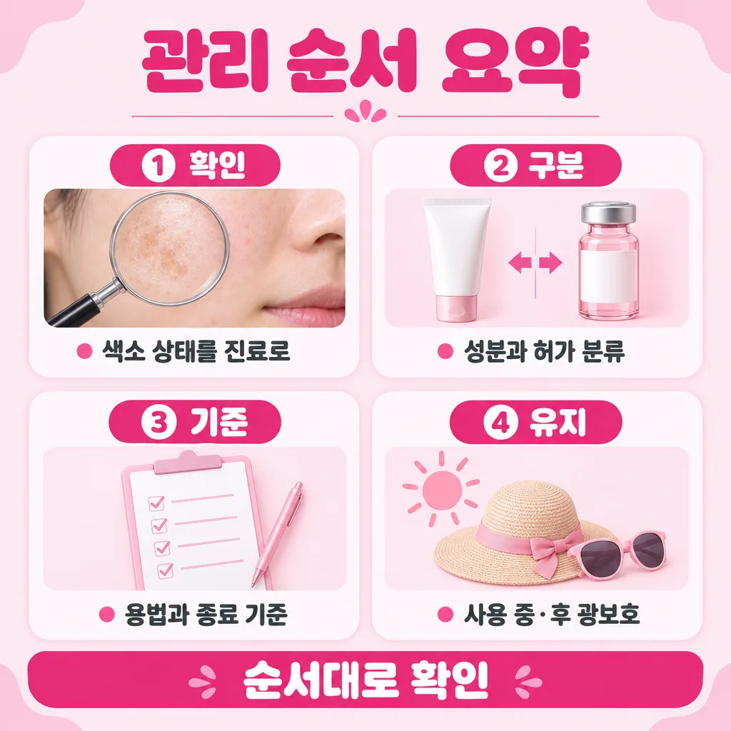 멜라논크림 확인 순서를 네 단계로 압축한 요약