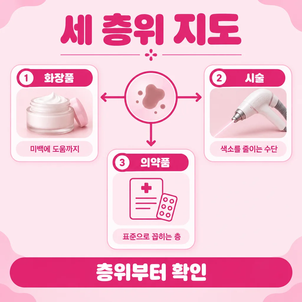 색소 대책이 세 갈래로 나뉘는 구조를 그린 개념도
