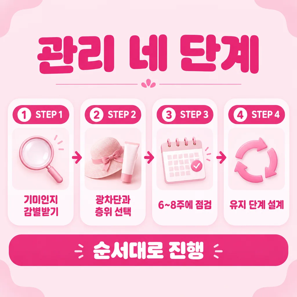 감별에서 유지까지 이어지는 기미 관리 순서 흐름