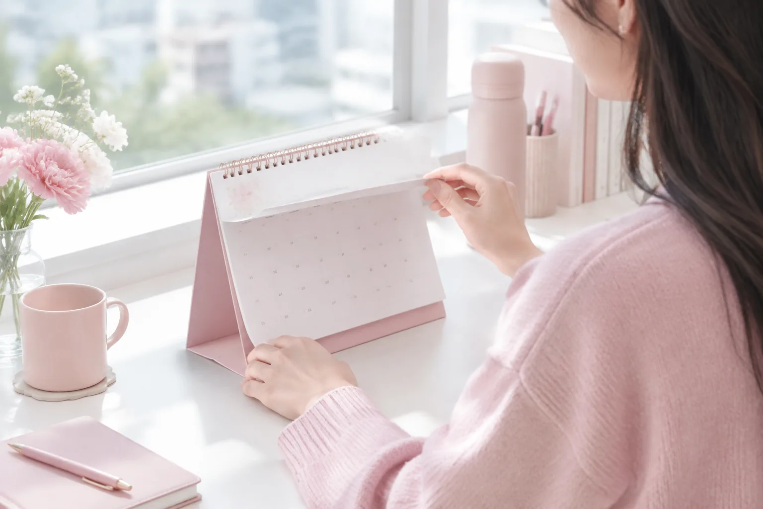 변화 판단 시점을 달력으로 기록하며 기다리는 모습