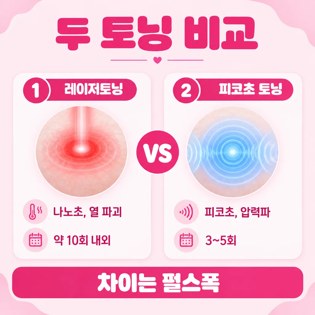 나노초와 피코초, 두 토닝 방식의 차이를 좌우로 비교