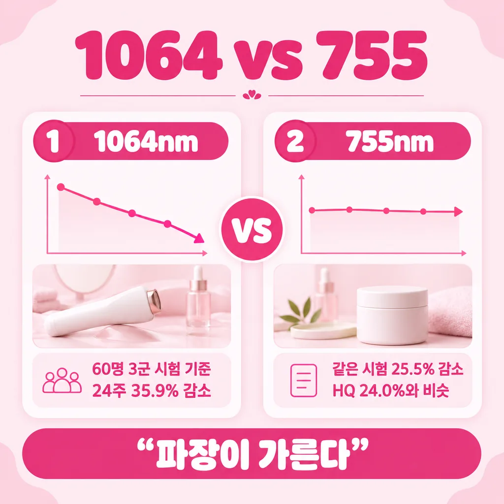 한 시험 안에서 갈린 파장별 24주 감소율